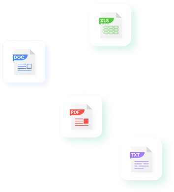 xls, doc, pdf, txt 확장자의 아이콘